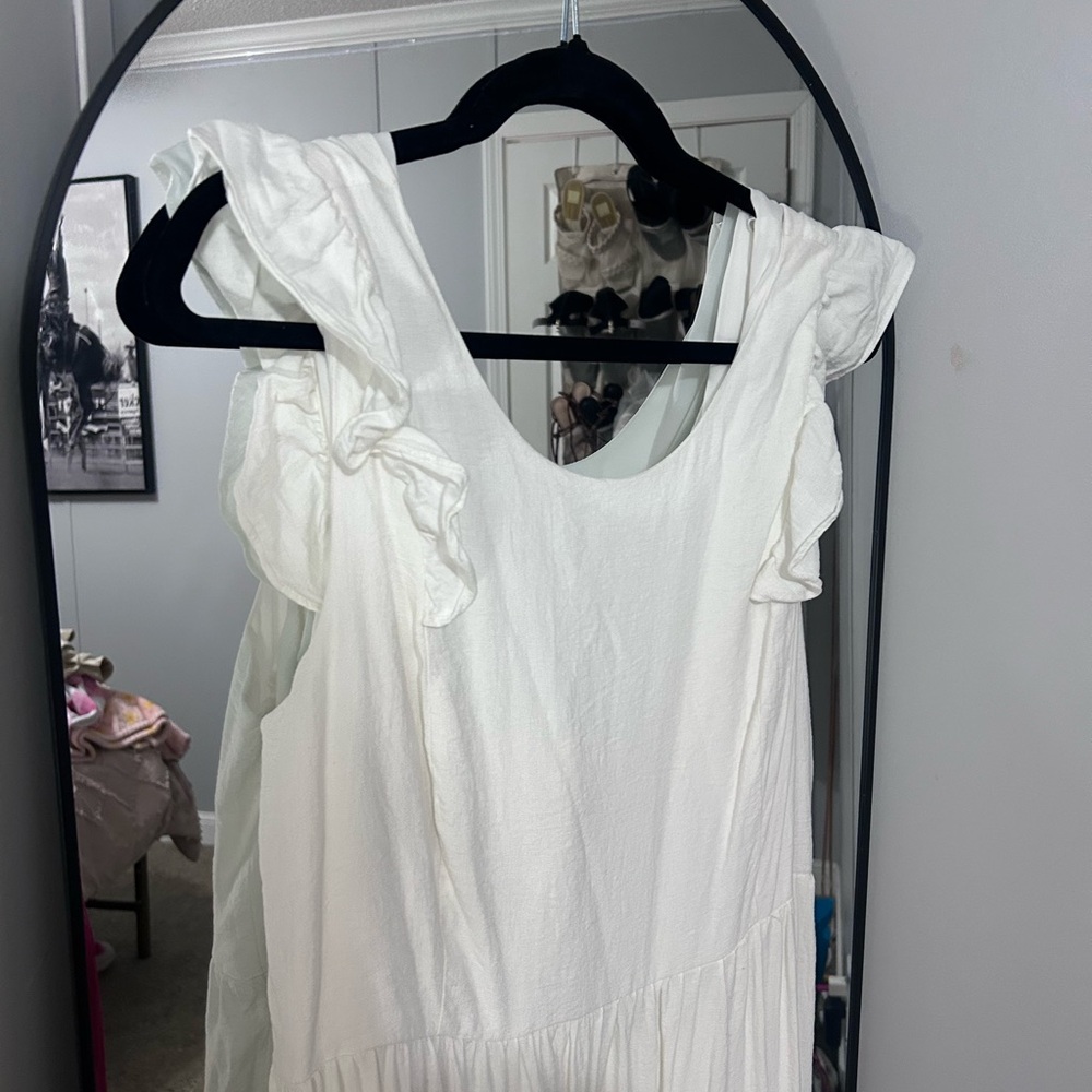 CeCe White Ruffle Sleeve Maxi Dress sz XL - Picture 4 of 11
